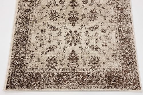 Miniatura 6 de Unique Loom Rushmore Collection - Alfombra de área texturizada tono sobre tono blanco con diseño tradicional clásico (3 pies x 9 pies 10 pies, color