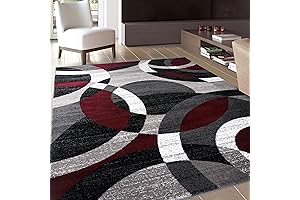 Rugshop Contemporary Abstract Circles Red Living Room Rug