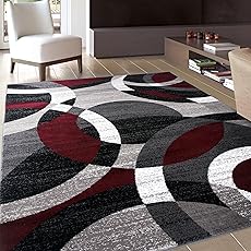 Rugshop Modern Wavy Circles Design Area Rug 5' 3" x 7' 3" Blue