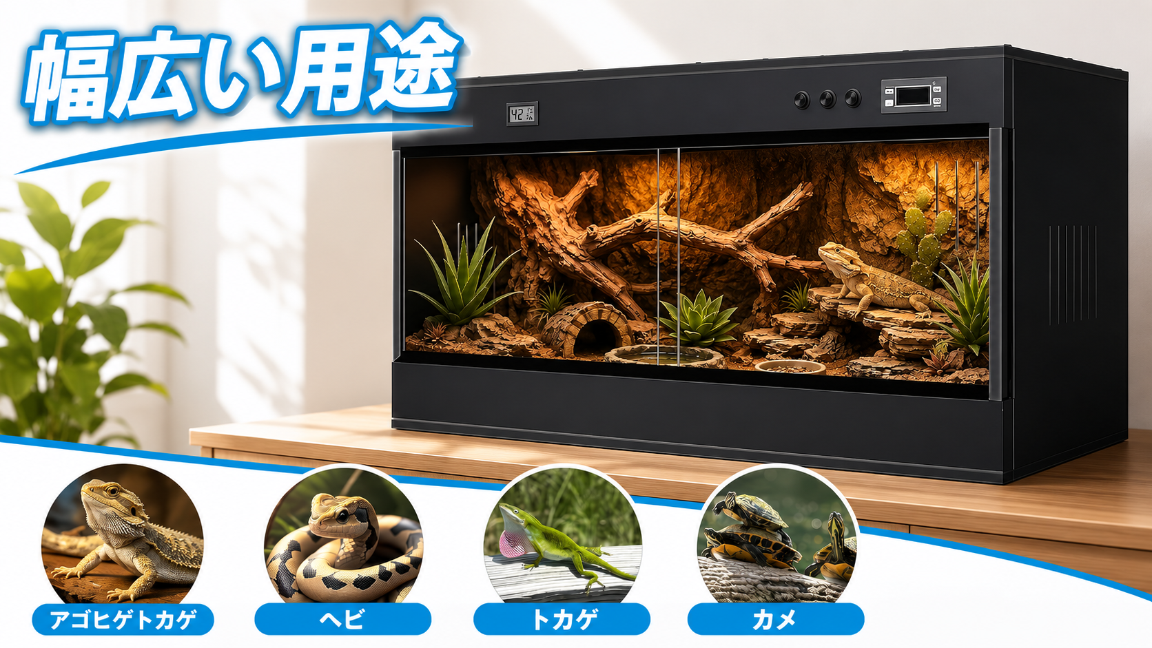 Amazon | リクガメ ケージ 60×40×40cm 爬虫類ケージ レール式3口