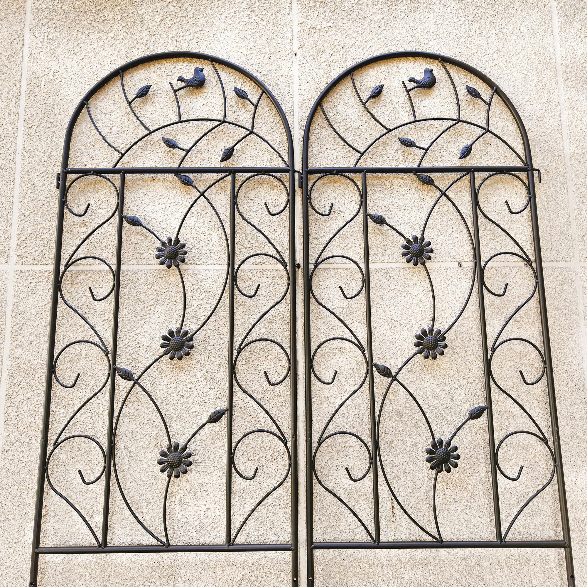 Enrejados de jardín, paquete de 4 enrejados inoxidables con revestimiento de metal marrón para plantas trepadoras al aire libre, rosas, vides, flores y verduras, 19.7 x 86.7 pulgadas