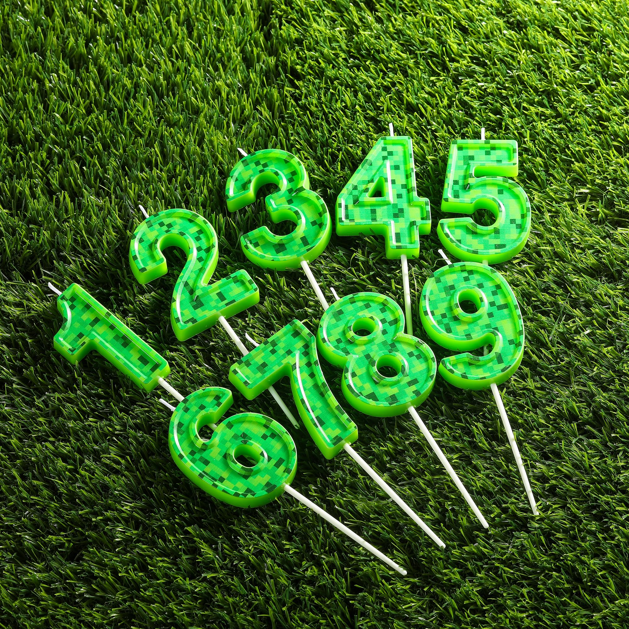 PHD CAKE Bougies d'anniversaire sur le thème du chiffre 6 de 7,76 pouces, bougies de numéro de mineur vert, bougies de numéro de gâteau, célébration de fête