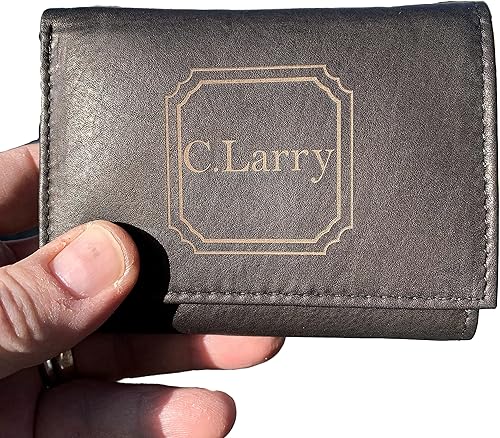 Miniatura 1 de Brown Genuine Leather Tri Fold Personalized Mens Wallet Black (777)