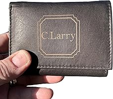 Brown Genuine Leather Tri Fold Personalized Mens Wallet Black (777)