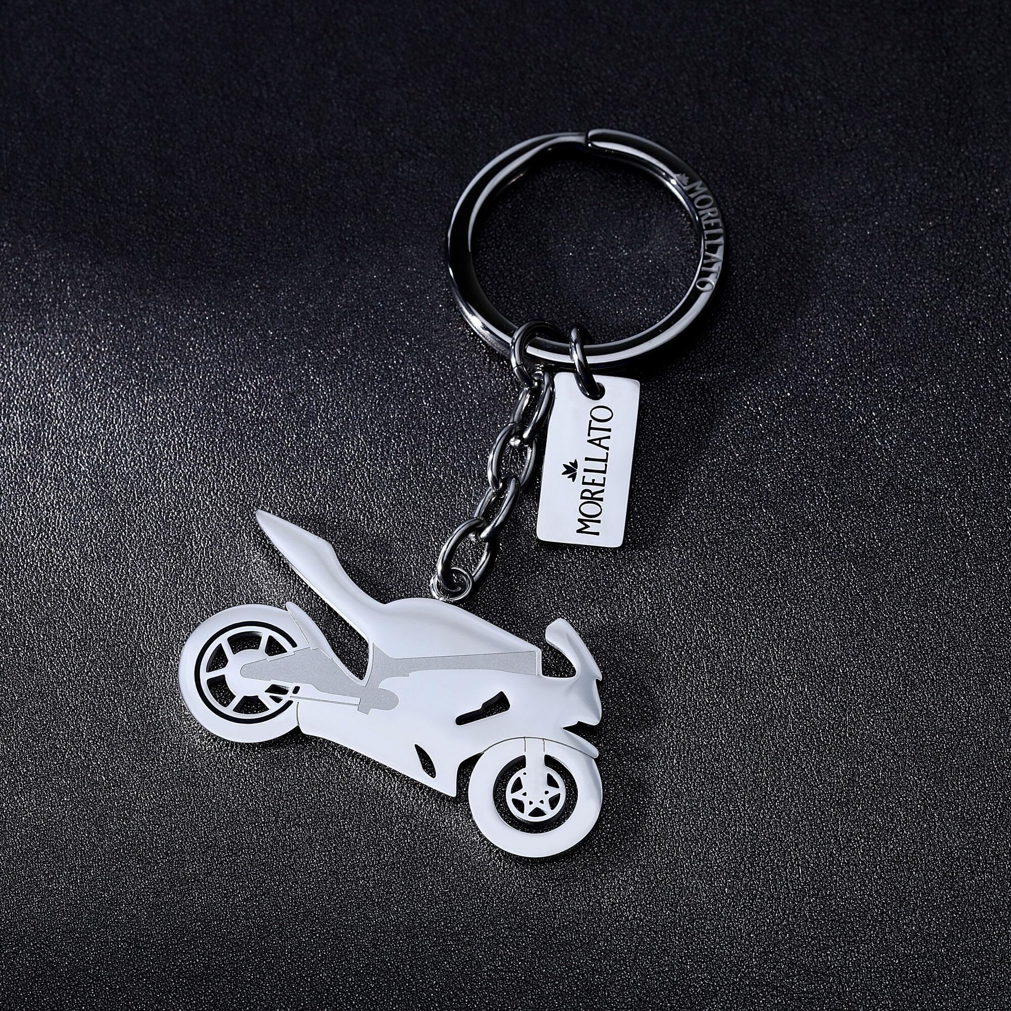 Morellato Portachiavi da Uomo in Acciaio, Moto, Collezione Corsa, Idee Regalo - SU8302
