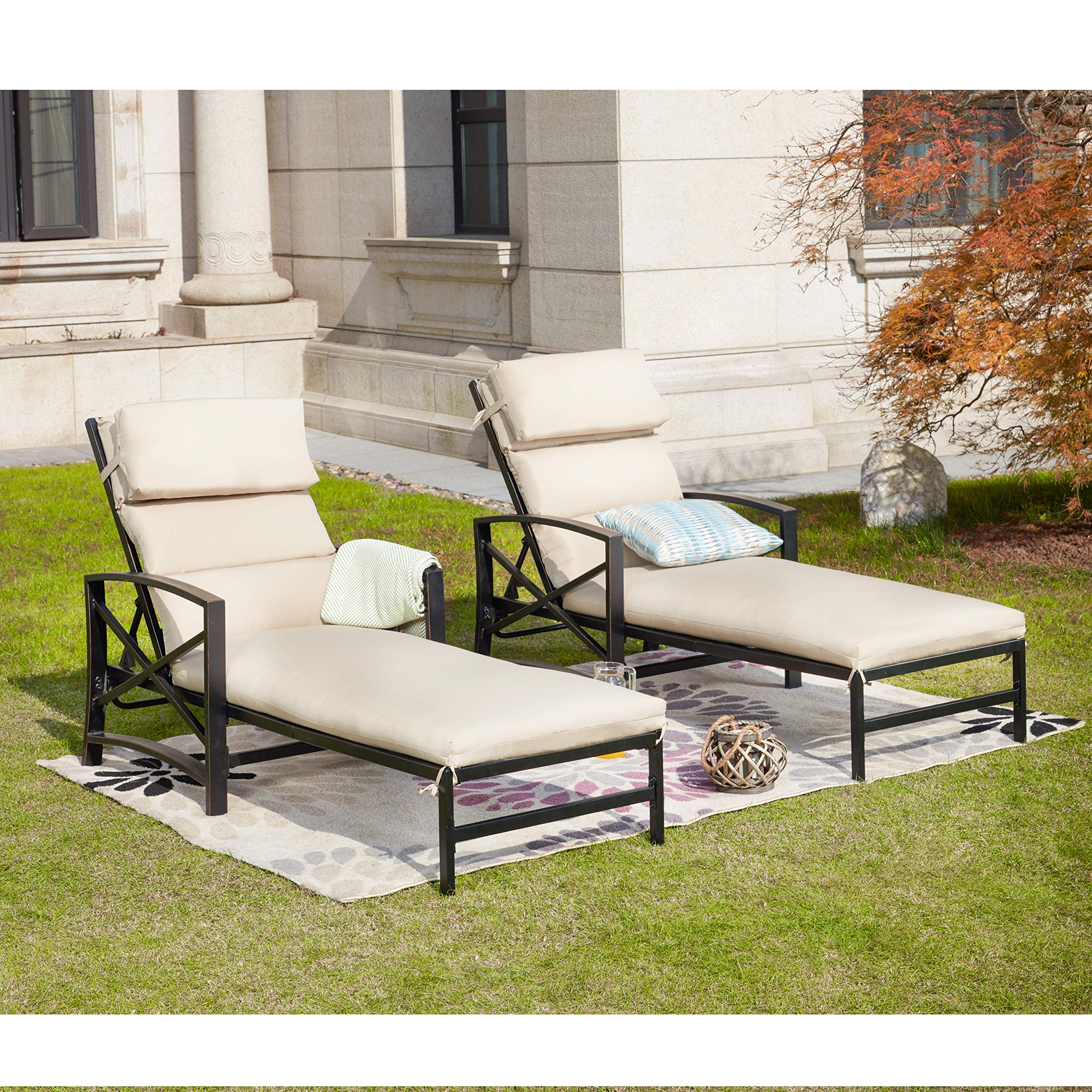 Buy LOKATSE HOME Outdoor Patio Chaise Lounge Chair with Adjustable