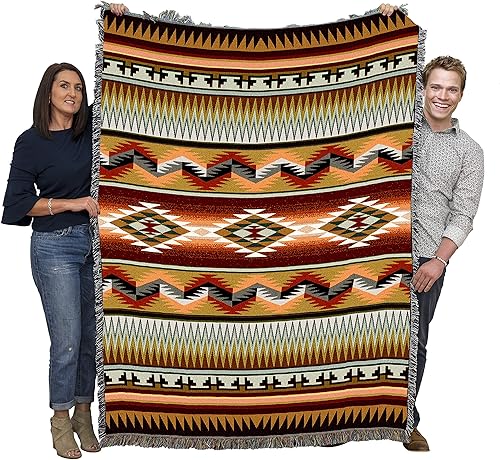 Miniatura 10 de Pure Country Weavers  Cobija Mesquite Earth  Manta tejida con flecos de algodón EE. UU. 72x54