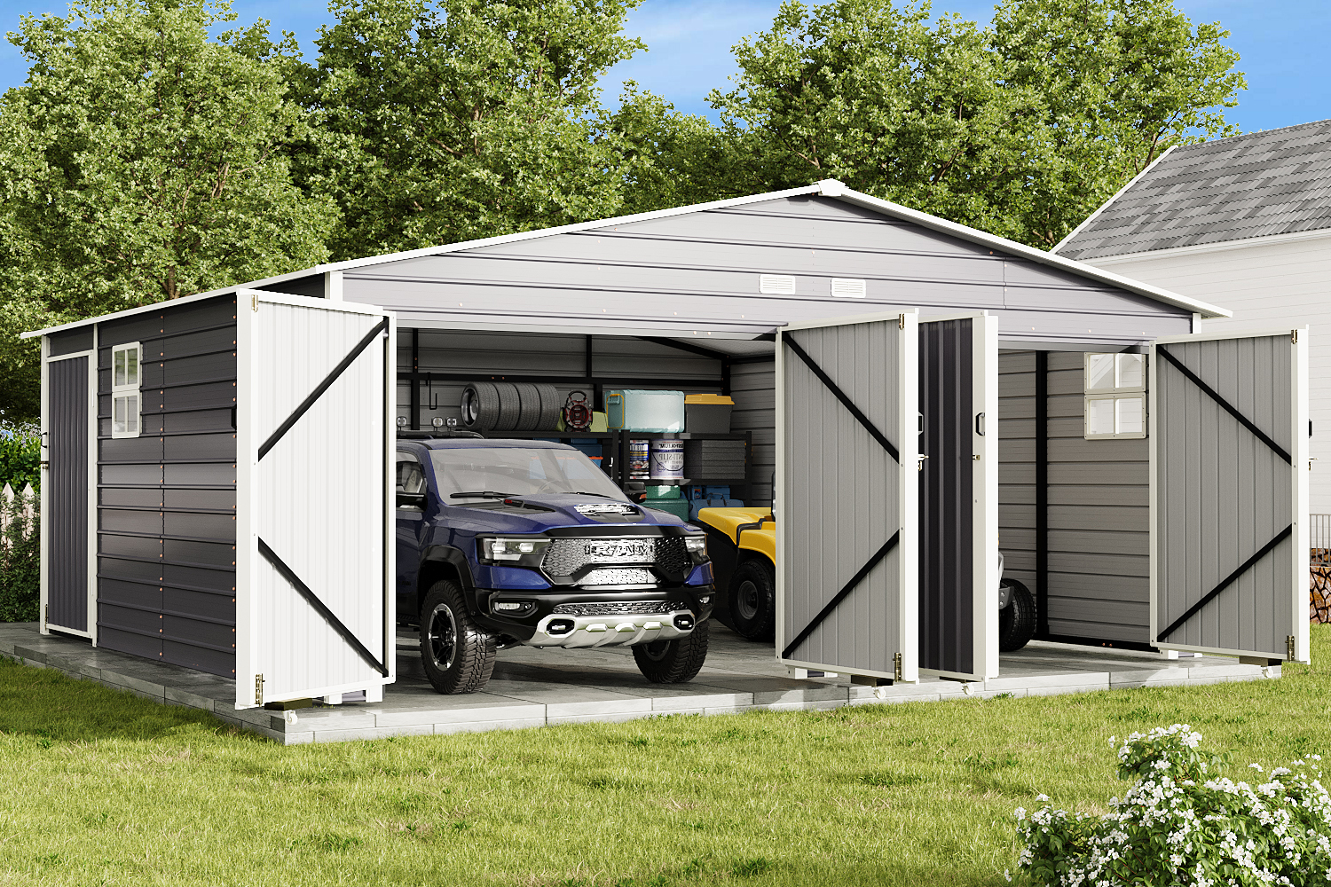 Amazon.com: EROMMY 20x20 FT Heavy Duty Carport - Galvanized Steel