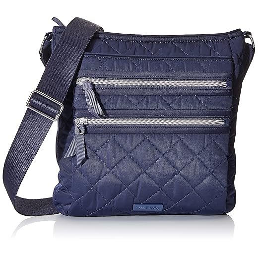 Vera Bradley Women's Performance Twill Triple Zip Hipster Crossbody Purse, Classic Navy, One Size