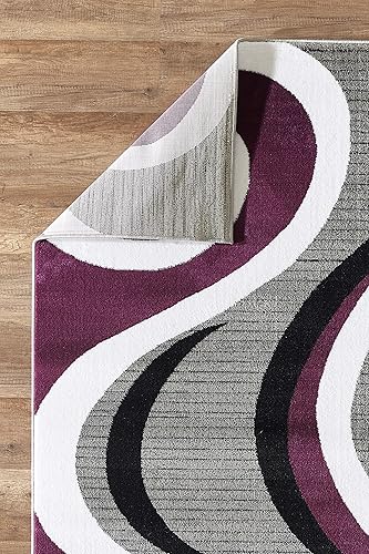 Miniatura 4 de Glory Rugs 4817A - Alfombra moderna de 4x6, diseño de remolinos, Colección Sevilla, acento contemporáneo para dormitorio, sala de estar y comedor.