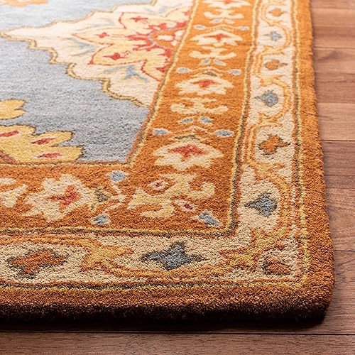 Miniatura 4 de SAFAVIEH Heritage Collection HG408A - Alfombra de pasillo de lana oriental tradicional de primera calidad, hecha a mano, 2 pies 3 pulgadas x 8 pies,