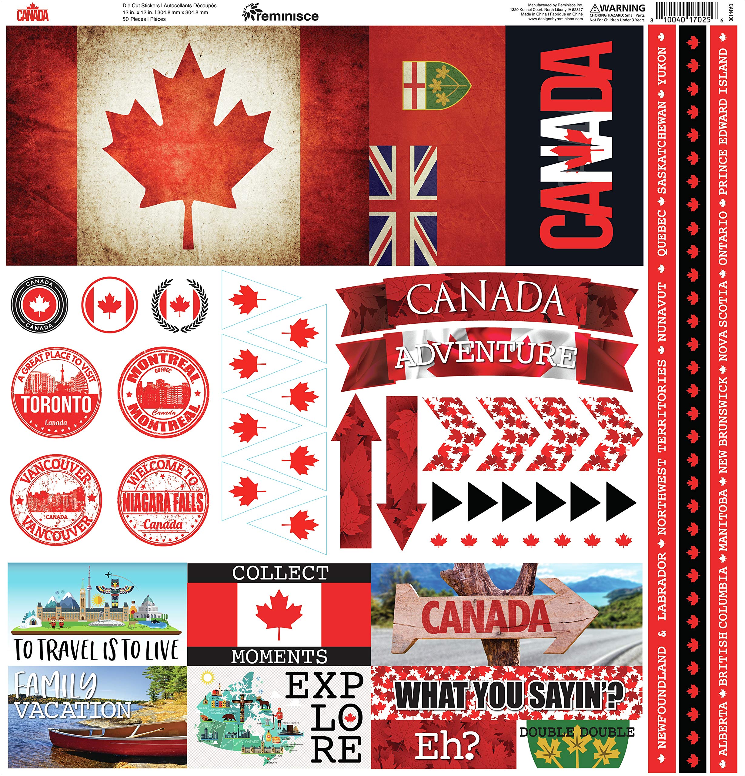 Autocollants Canada Reminisce 12"X12" cardstock stickers CAN100