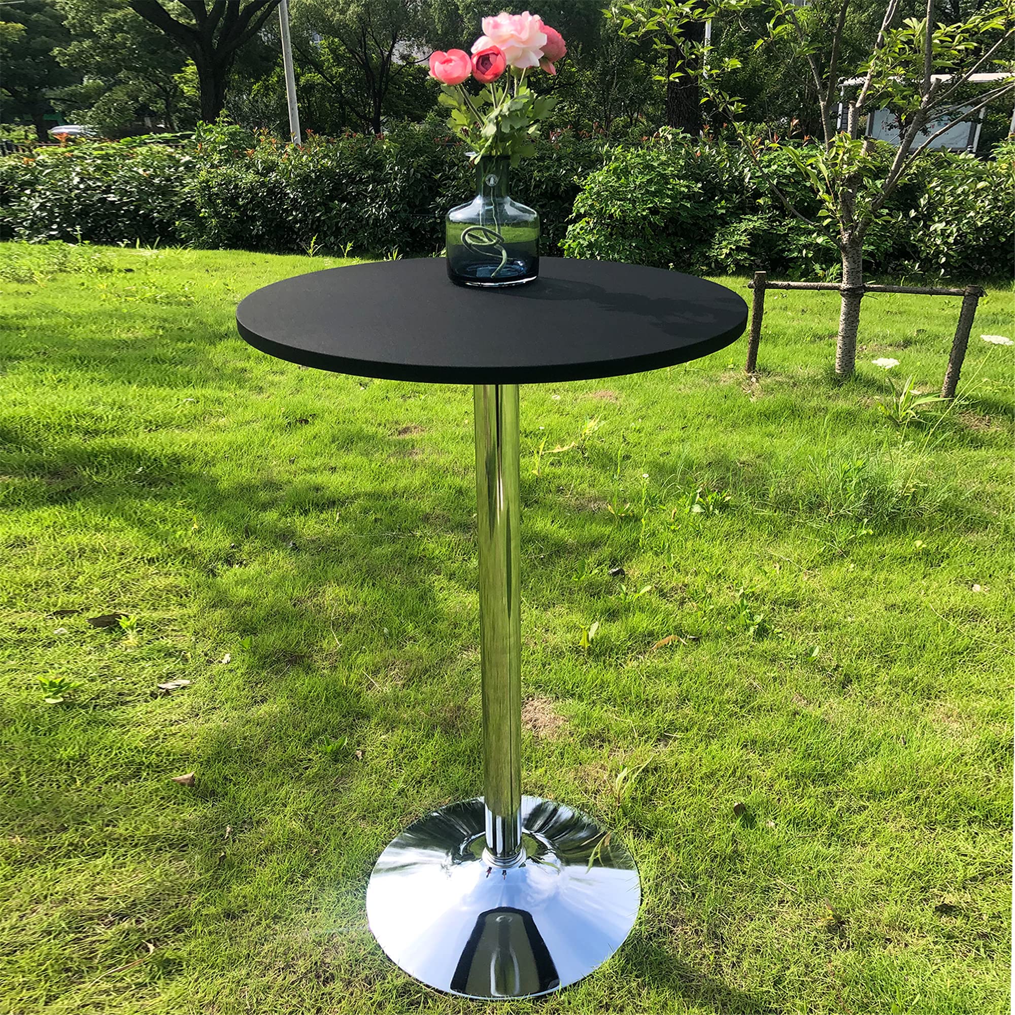 WXYSHOME 5-Pack Fitted Black Round Tablecloth Cocktail Table Topper Spandex Folding Bar Table Cover Elastic Stretch Tablecloths 24 Inch