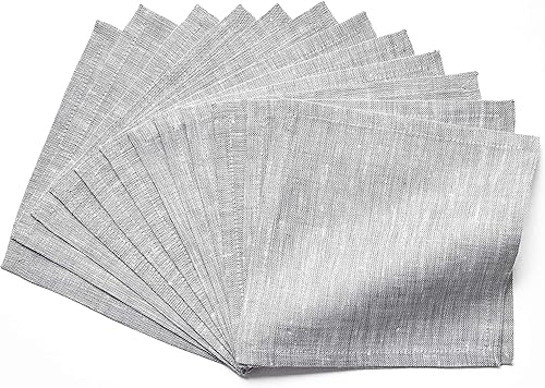 Solino Home Servilletas de cóctel de lino de 6 x 6 pulgadas, 100% tela de lino puro, color gris ostra juego de 12 servilletas lavables a máquina