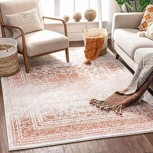 Well Woven Kensington - Alfombra moderna de cobre melange, diseño vintage con medallón oriental envejecido, 3 pies 11 pulgadas x 5 pies 3 pulgadas