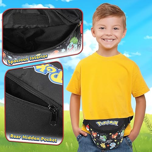 Miniatura 5 de Bolsa de Pokémon para niños y niñas, bolsa de viaje para la escuela, festival, ligera, ajustable, riñonera, bolsillo con cremallera, regalos de