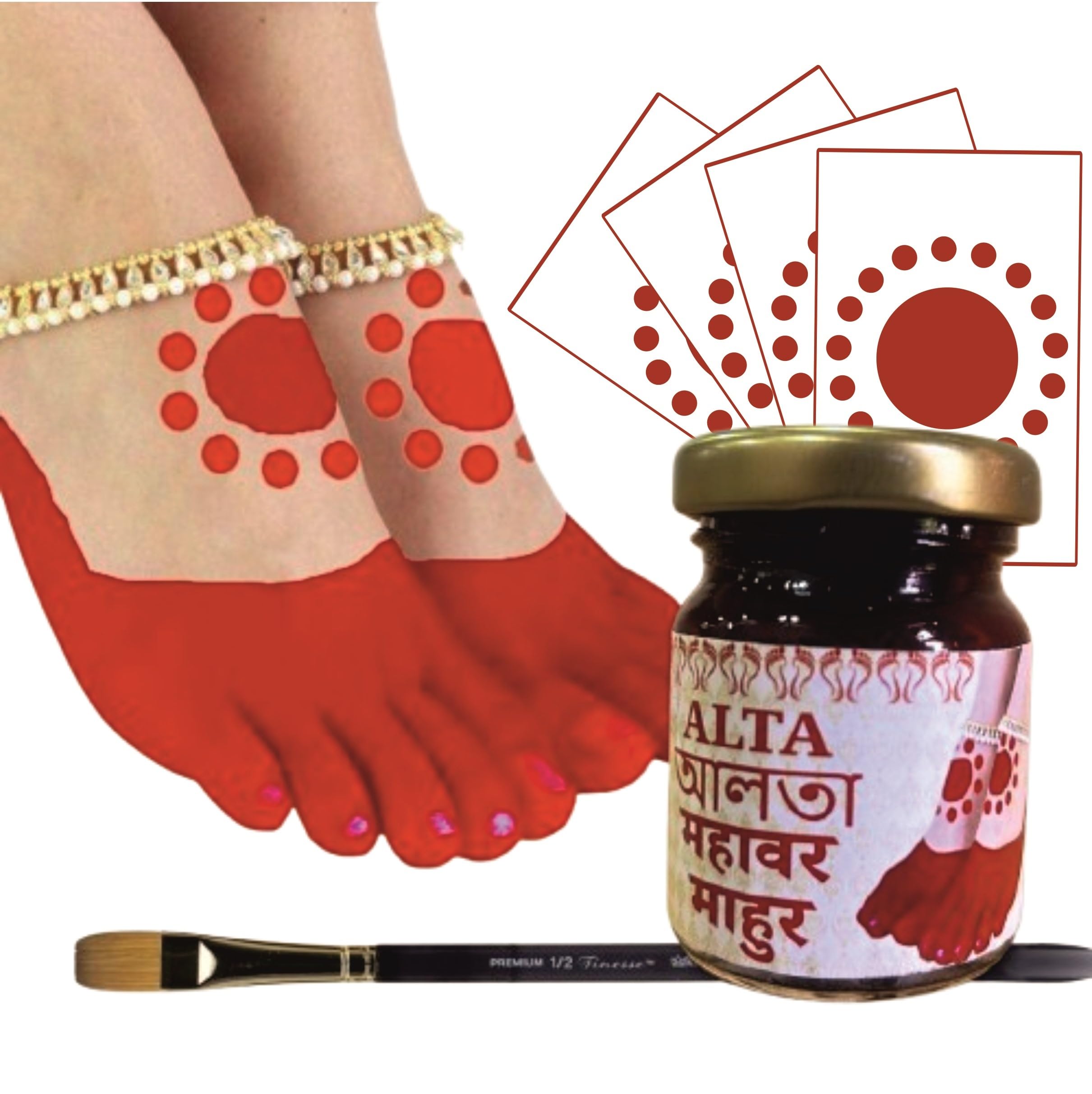 CareOne Gallery Alta (আলতা ) Instant Dip Herbal Sindoor Mehendi Dark Cherry Red Gel Form With Free Brush (100ml)-image-6
