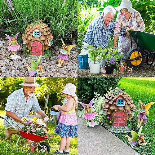 Miniatura 8 de Mood Lab Fairy Garden - Kit de casa de hadas de piñas de 4 piezas - Juego de figuras y accesorios en miniatura - Decoración para exteriores o casa