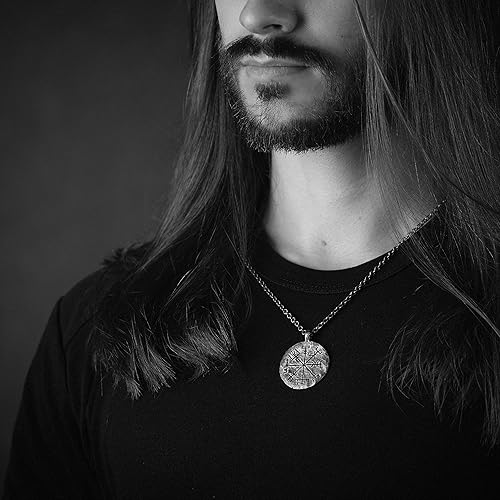 Miniatura 4 de Baldur Jewelry - Collar de brújula vikinga de plata de ley 925 con colgante Vegvisir Collar de joyería nórdica martillado a mano - Regalos vikingos