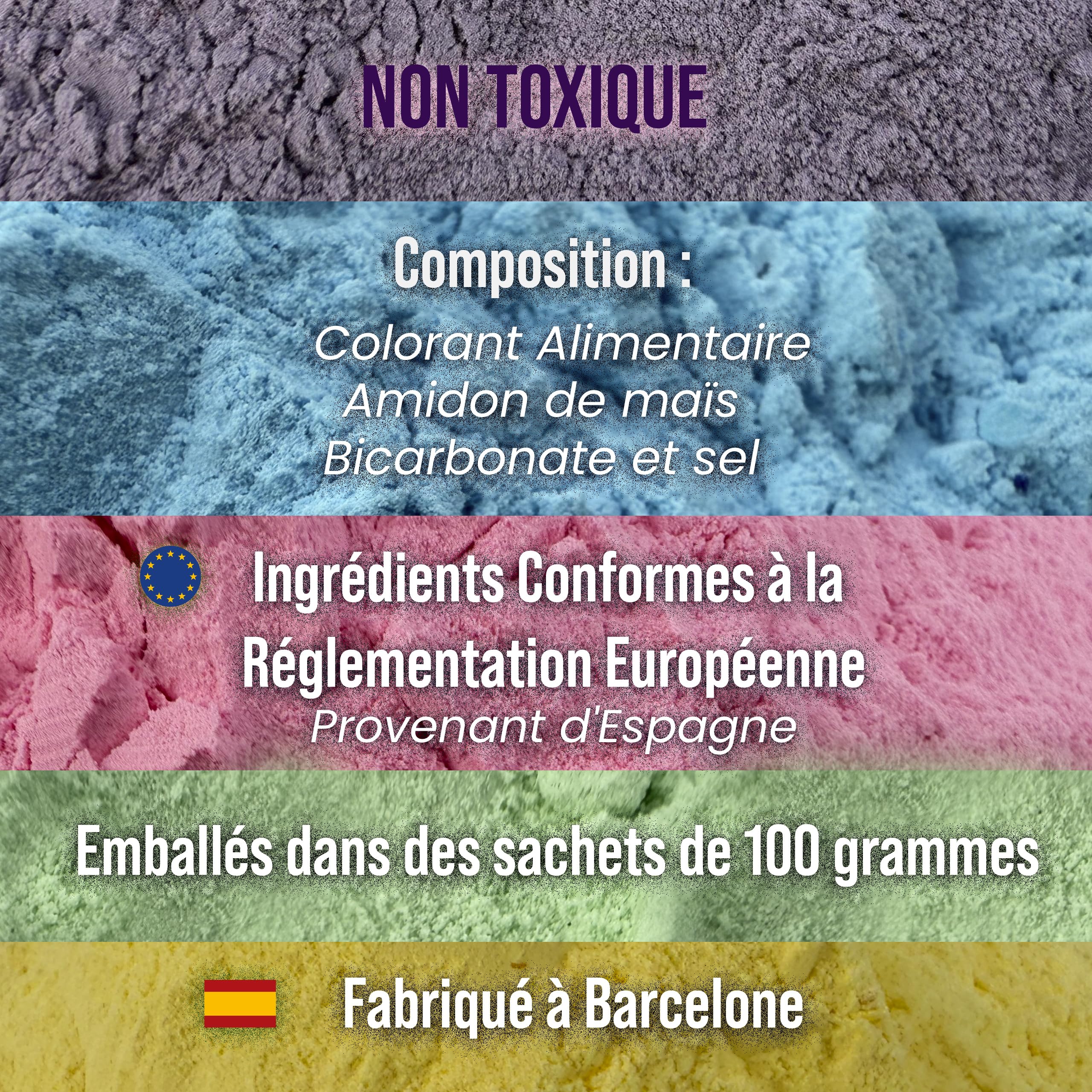 POWER HOLI FESTIVAL-Poudre de Couleurs Holi Party | 9 Sachets Ouverture Facile de 100g | 9 Couleurs | Spécial Fêtes et Festivals | Photographie | Non Toxique | Sans Gluten | Fabriqué à Barcelone