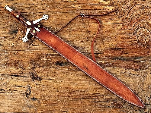 Miniatura 5 de Espada Claymore de acero de Damasco de 38 pulgadasespada escocesa de las tierras altas con funda de cuero