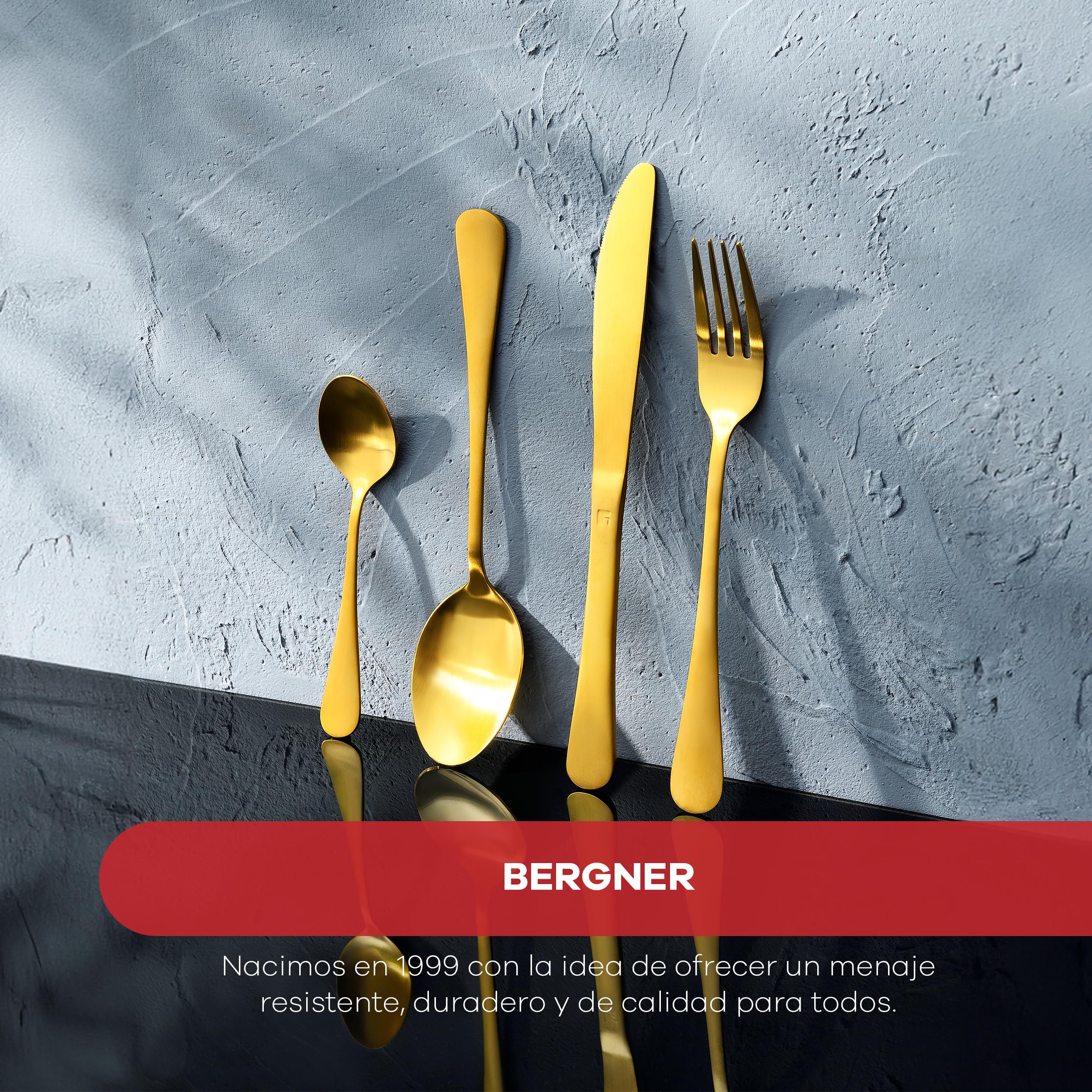 Bergner Set 24pcs cuberteria acero inoxidable Munich gold matt