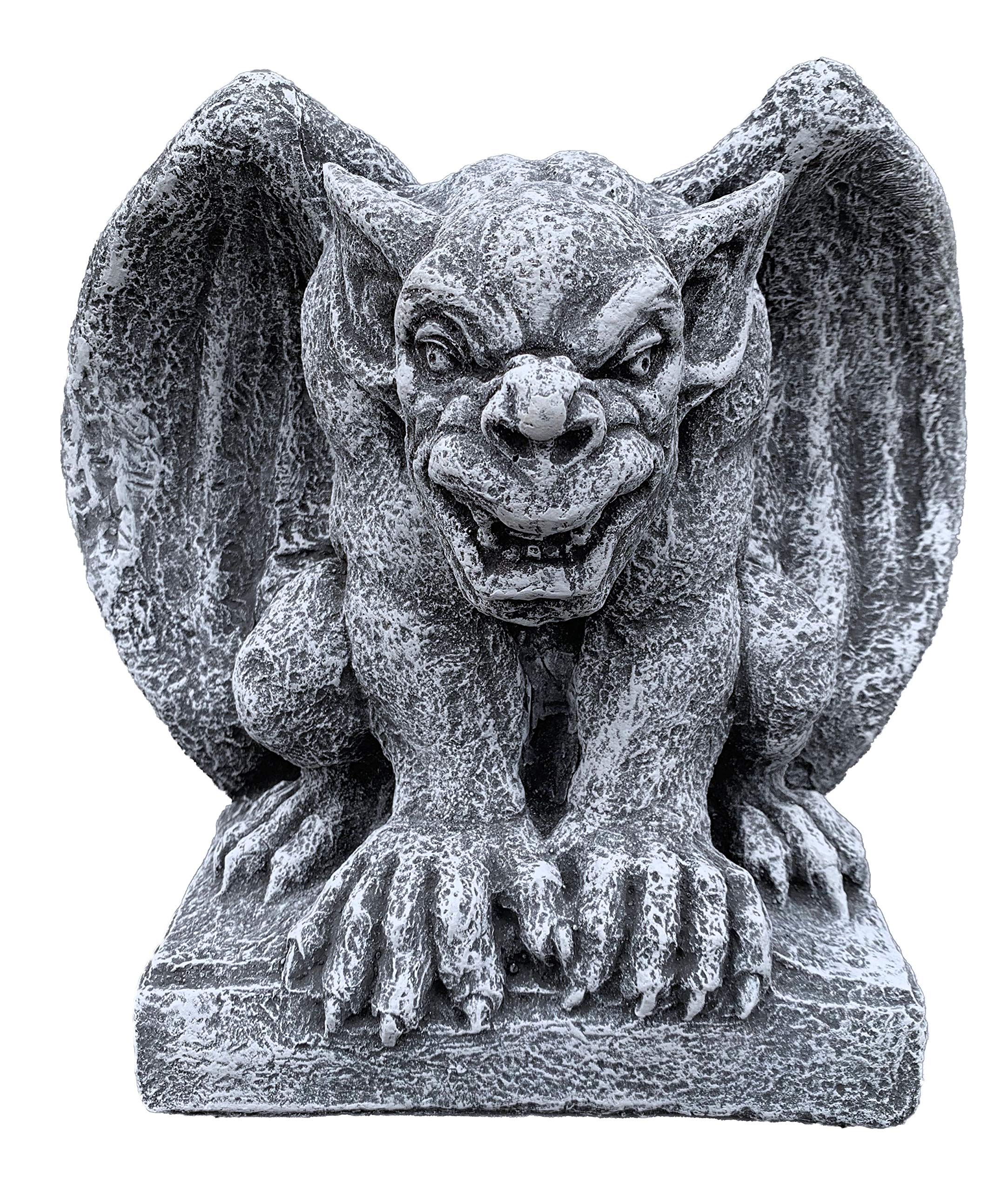 Stone And Style Grey Stone Figure Crouching Gargoyle Goalkeeper Frost-Proof Weatherproof Cast Stone