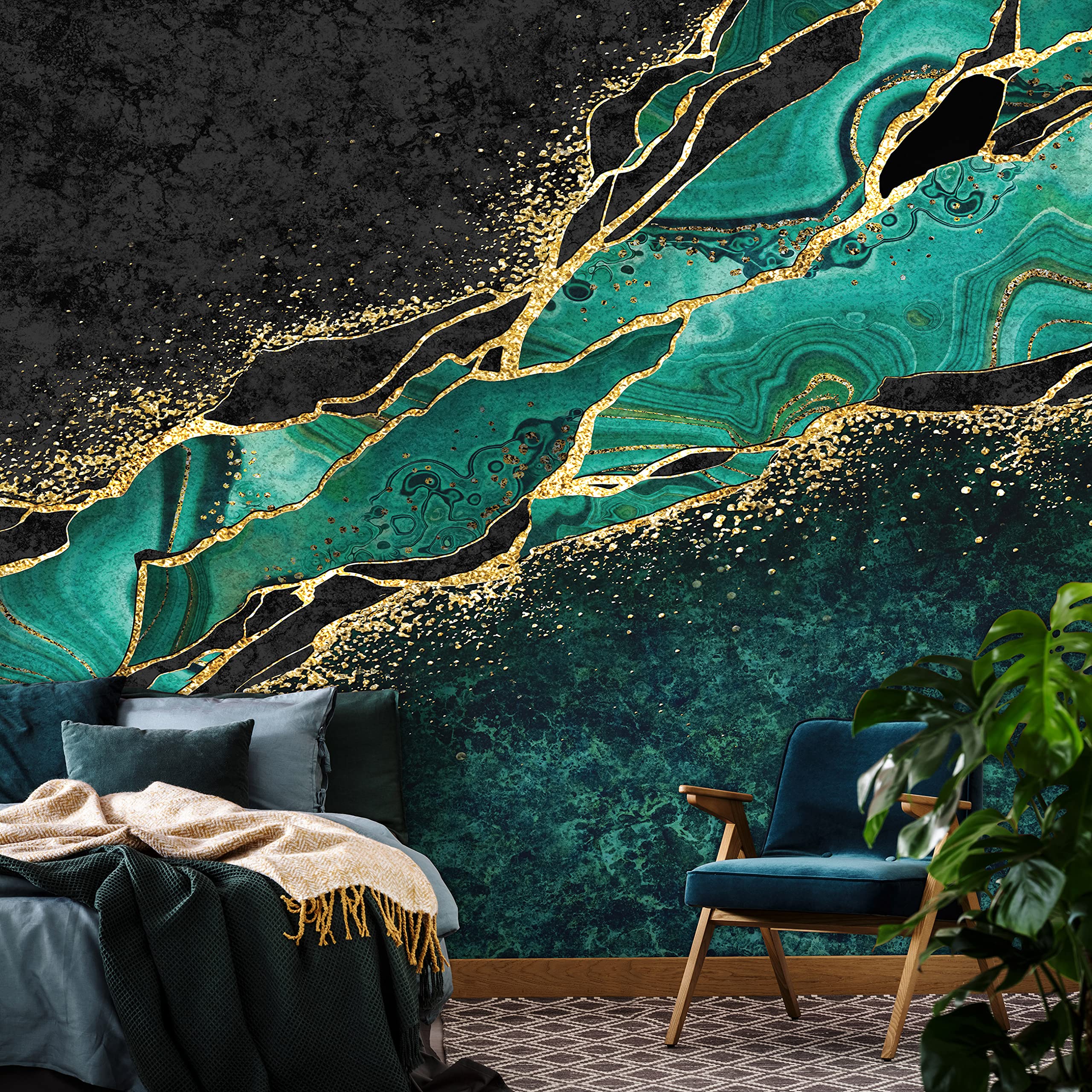 WallArena Vlies Fototapete, Marmor, 416x254cm | Fototapeten - Tapeten - für Wohnzimmer Schlafzimmer - Vliestapete Wandtapete Tapete 3D Effekt- inkl. Kleister