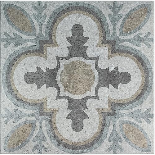 Merola Tile Llanes Perla Granada 13-18" x 13-18" Azulejo Cerámico para Piso y Pared