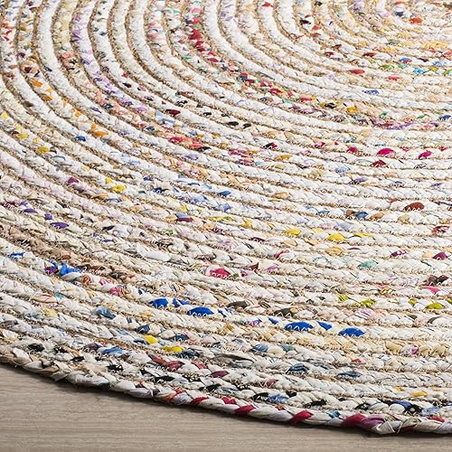 Miniatura 7 de Safavieh Cape Cod Collection - Alfombra decorativa, 2 pies 3 pulgadas x 5 pies, beige y multicolor, hecha a mano de yute y algodón, trenzada estilo