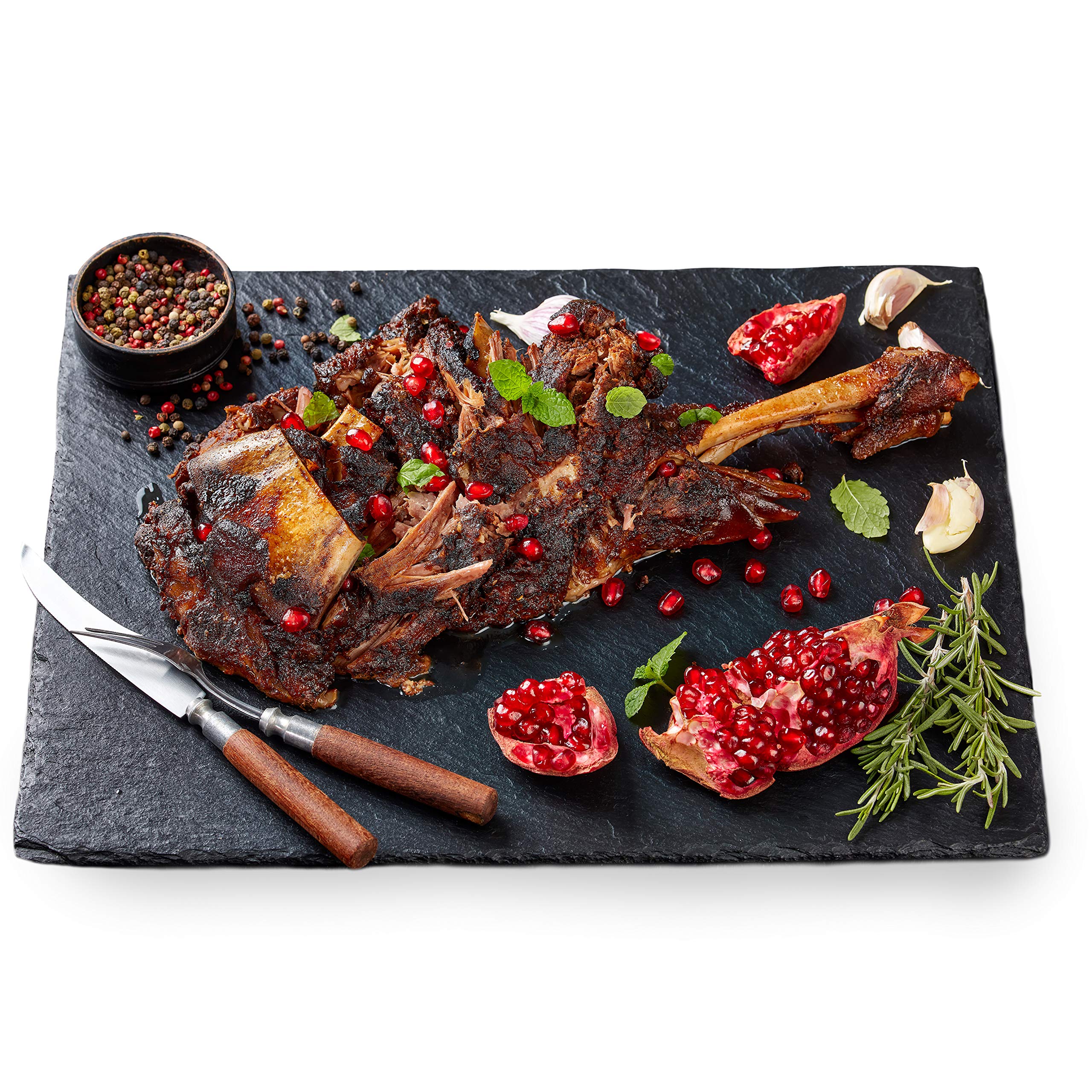 Sendez® slate coasters, 30 cm x 20 cm, serving platter, cheese board, sausage plate, 2 x 12 pieces., Slate, 2-tlg.