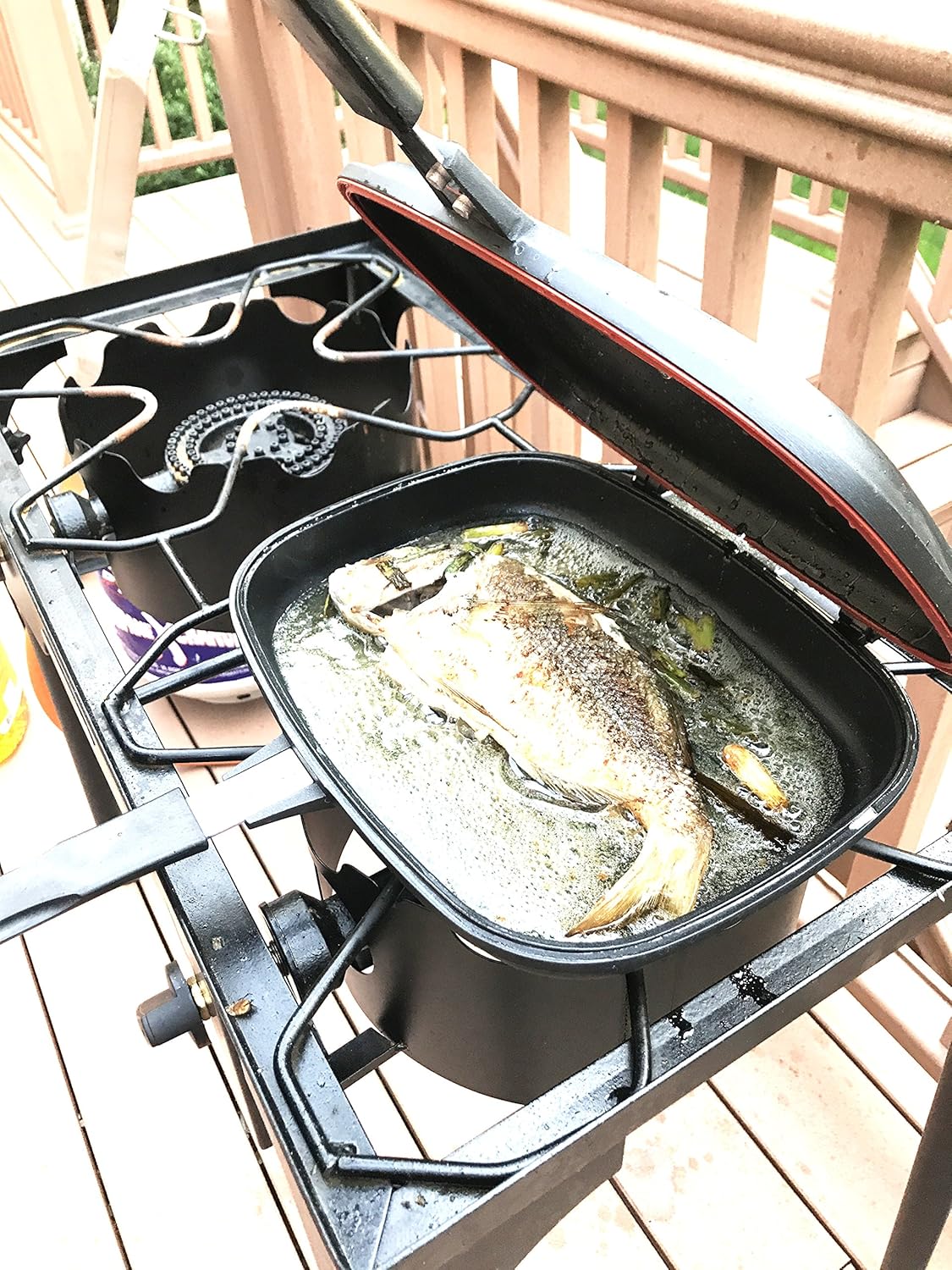 UNIWARE® Super Quality Non-Stick Coating Double Grill Pan, Rectangular, Magnetic Bakelite Handle, 12.6 x 9.6 x 2.6 Inch