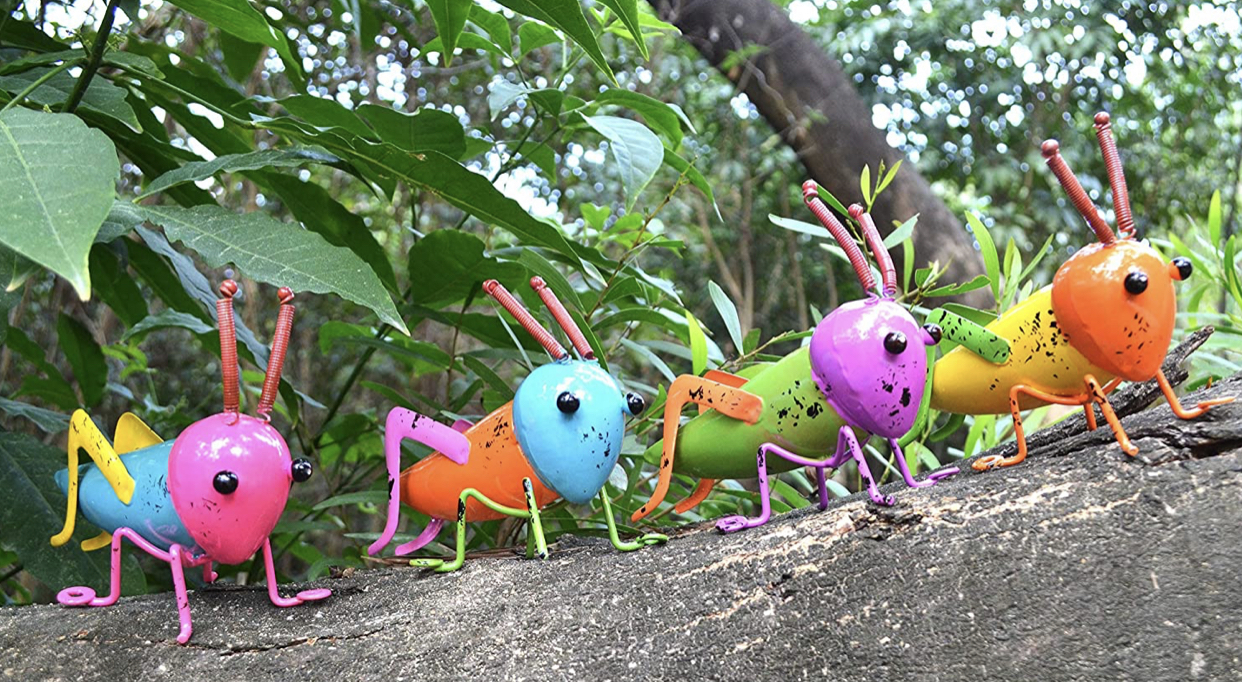 Lot De 4 Coccinelles En Métal Déco Jardin - 9 X 9 Cm Multicolores | Sculpture Mural Extérieur - 12