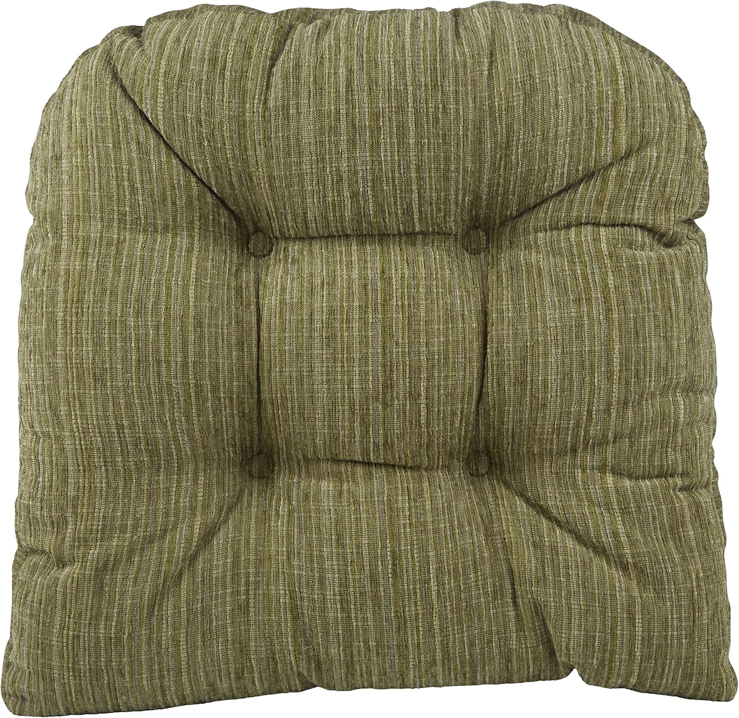 Klear Vu Gripper Overstuffed Universal Non-Slip Dining Chair Cushions for Kitchen Decor or Office Use, U-Shaped Skid-Proof Seat Pad, 17x17 Inches, 2 Count (Pack of 1), Green