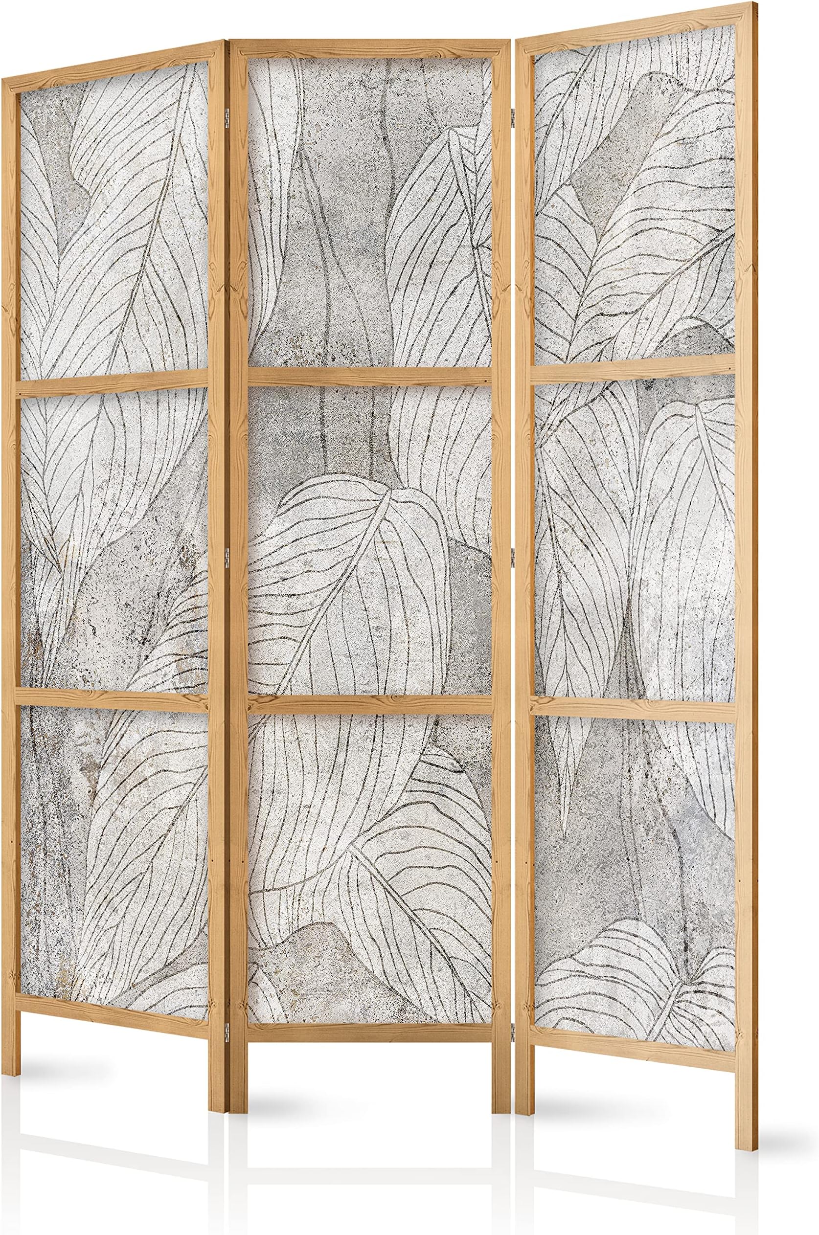 murando Room divider Leaves plant motive nature abstract 135x171cm / 54"x68" 3 pieces Non-Woven Canvas Single-Sided Folding Screen Privacy wood pattern design hand made Home office Japan b-C-0813-z-b