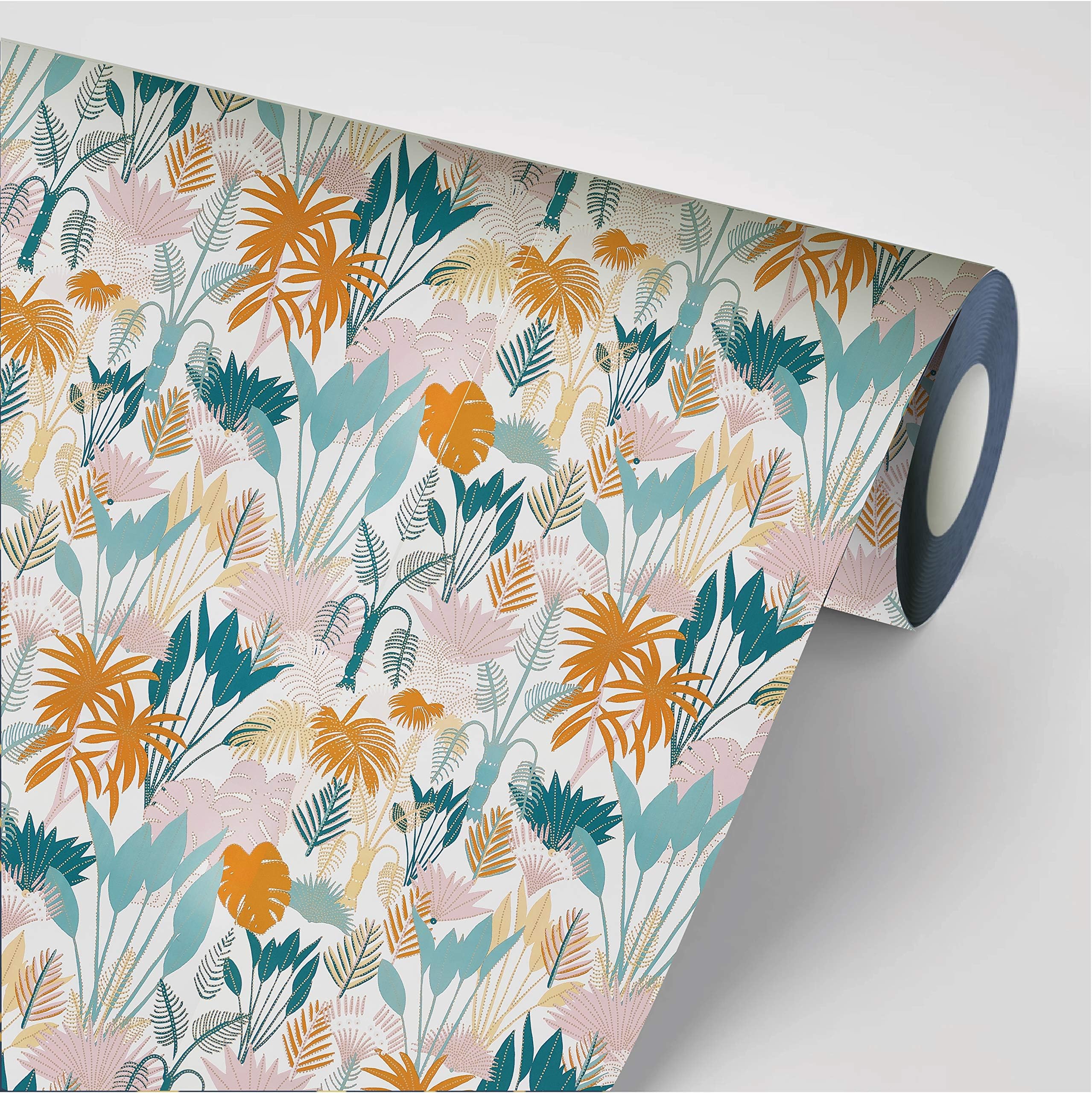 Design Studio Tropical World, Floral Wallpaper, Tropical Wallpaper, Botanical Wallpaper, Wallpaper for Hall (Size of Roll - 53 cm x 1000 cm, Area Covered in One Roll :- 57 Sq ft)