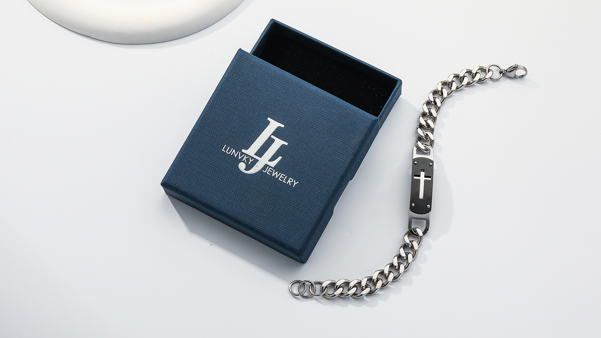 Pulsera cruz de acero inoxidable para hombre miniatura 7