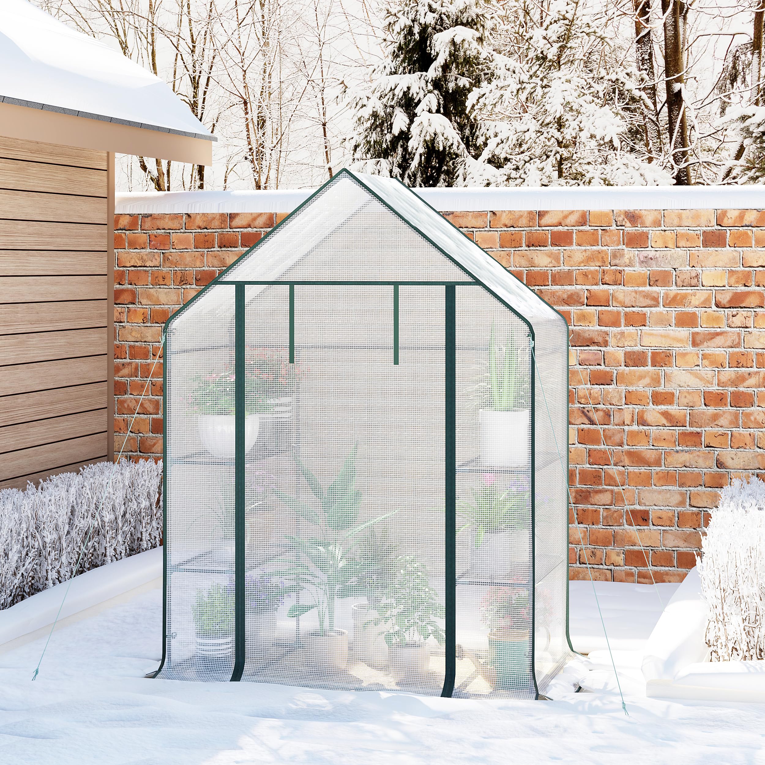 WOLTU Serre de Jardin PE, avec Porte, Blanc, 143x73x195cm | Pour Légumes; Jardin; Extérieur; Protection; Intérieur