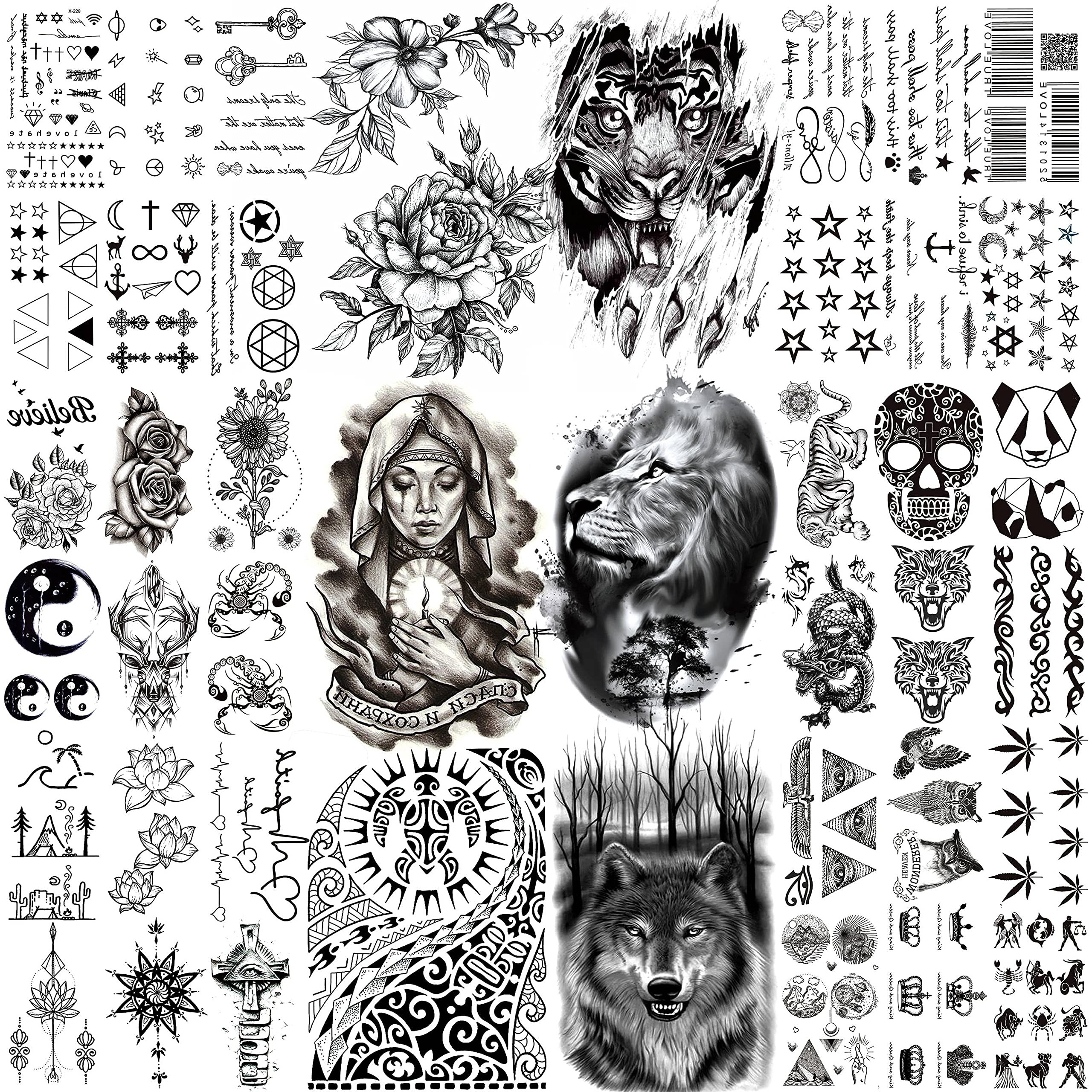 Buy Bilizar 42 Sheets Large Realistic Temporary Tattoos For Men Women