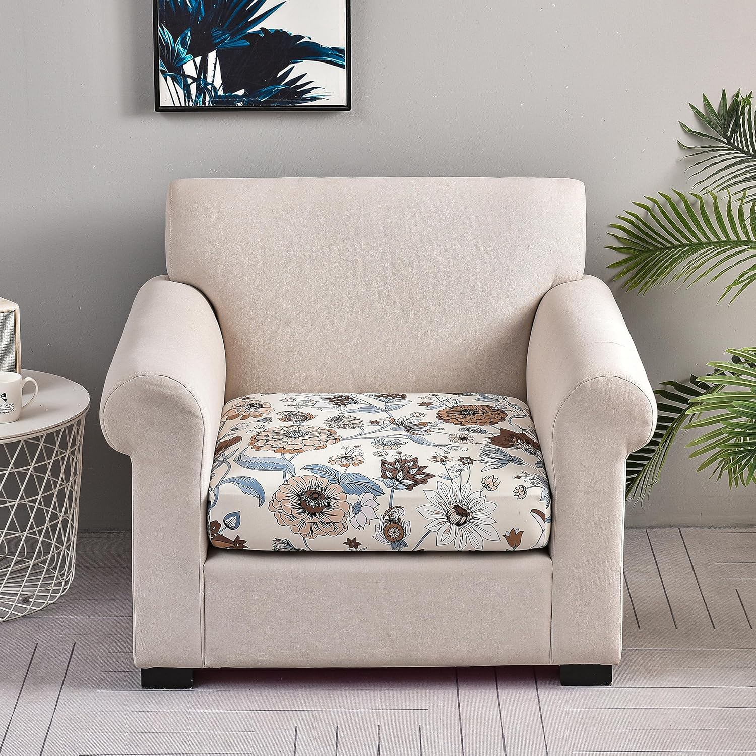 CRFATOP Stretch Sofa Couch Cushion Covers Replacement Accent Chair Seat Slipcovers Printed Sofa Seat Cover Washable Removal Individual Reversible Furniture Protector for Pets, Kid,(3PCS,A13)