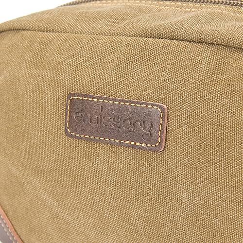 Miniatura 8 de emissary Neceser de viaje de cuero y lona para hombre, kit de aseo Dopp para hombre, bolsa de afeitar para accesorios de viaje, Marrón, Neceser para