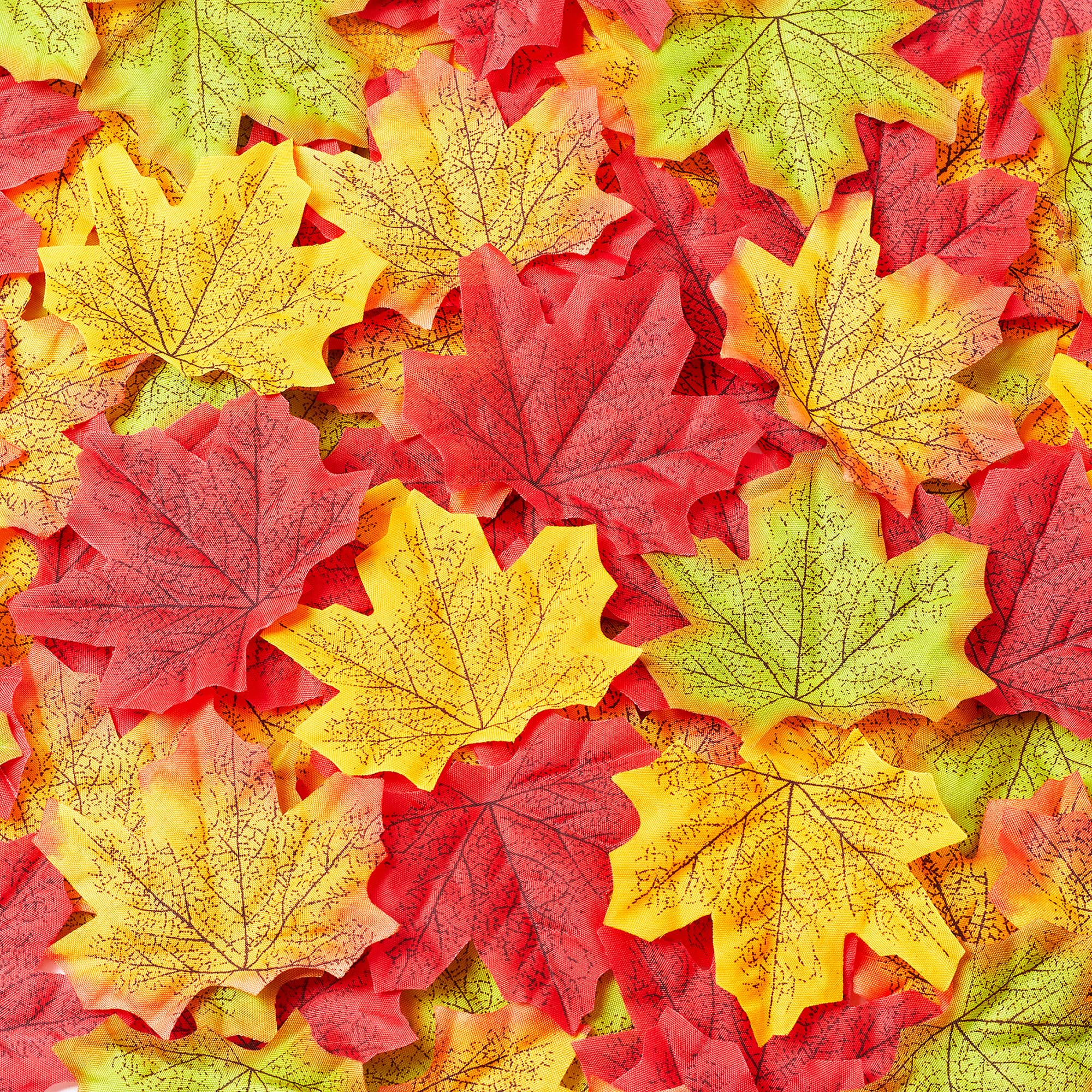 XIANNVXI 1000pcs Fake Autumn Maple Leaves,Silk Fall Leaves,4 Colours