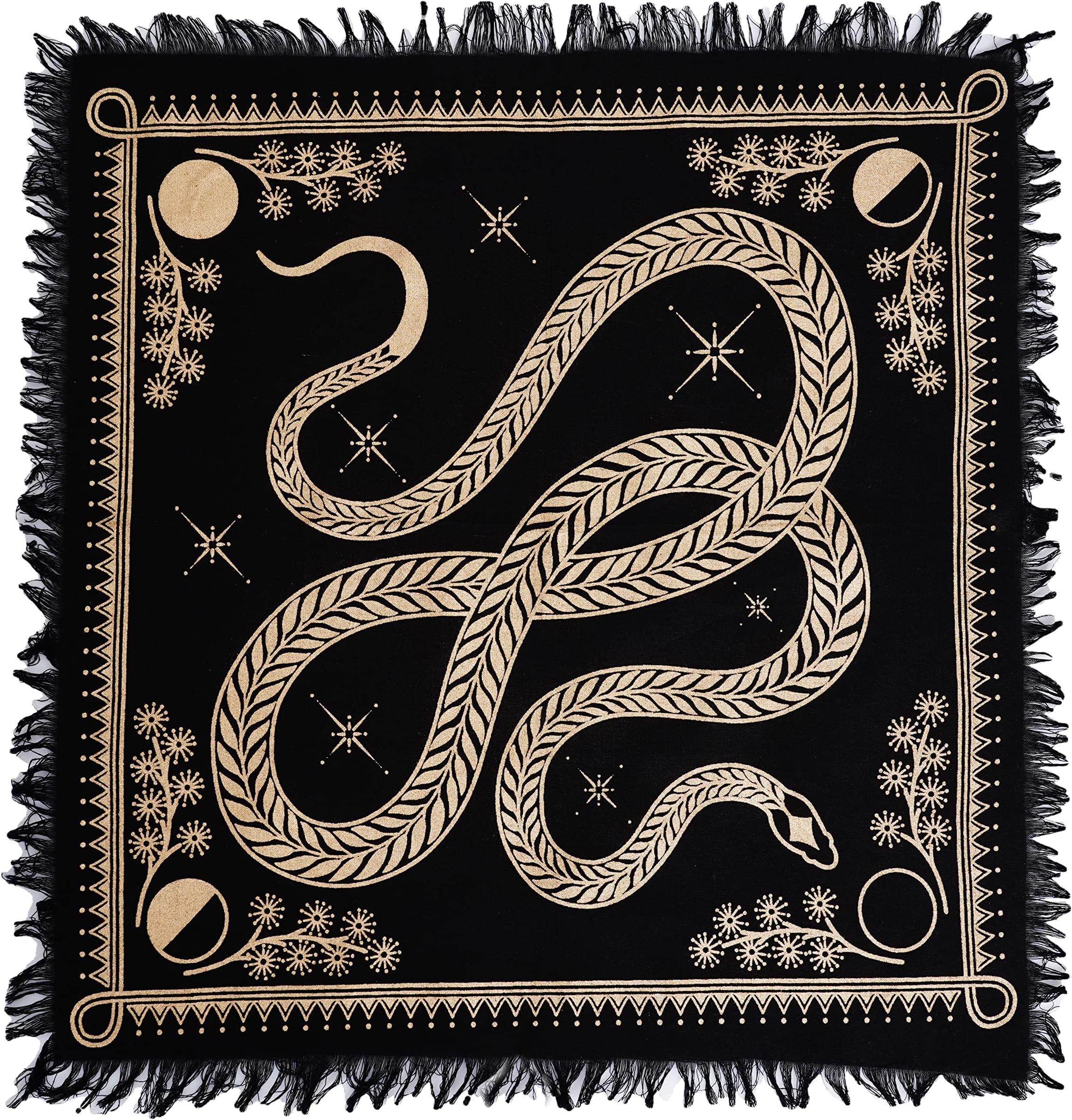 ASAV Tarot Altar Cloth Golden Snake Dragon Table Napkin Cloth Witchery Supplies Home Decor Wall Art Spiritual Witchcraft Square (24x24 Inches (61x61 Cm))