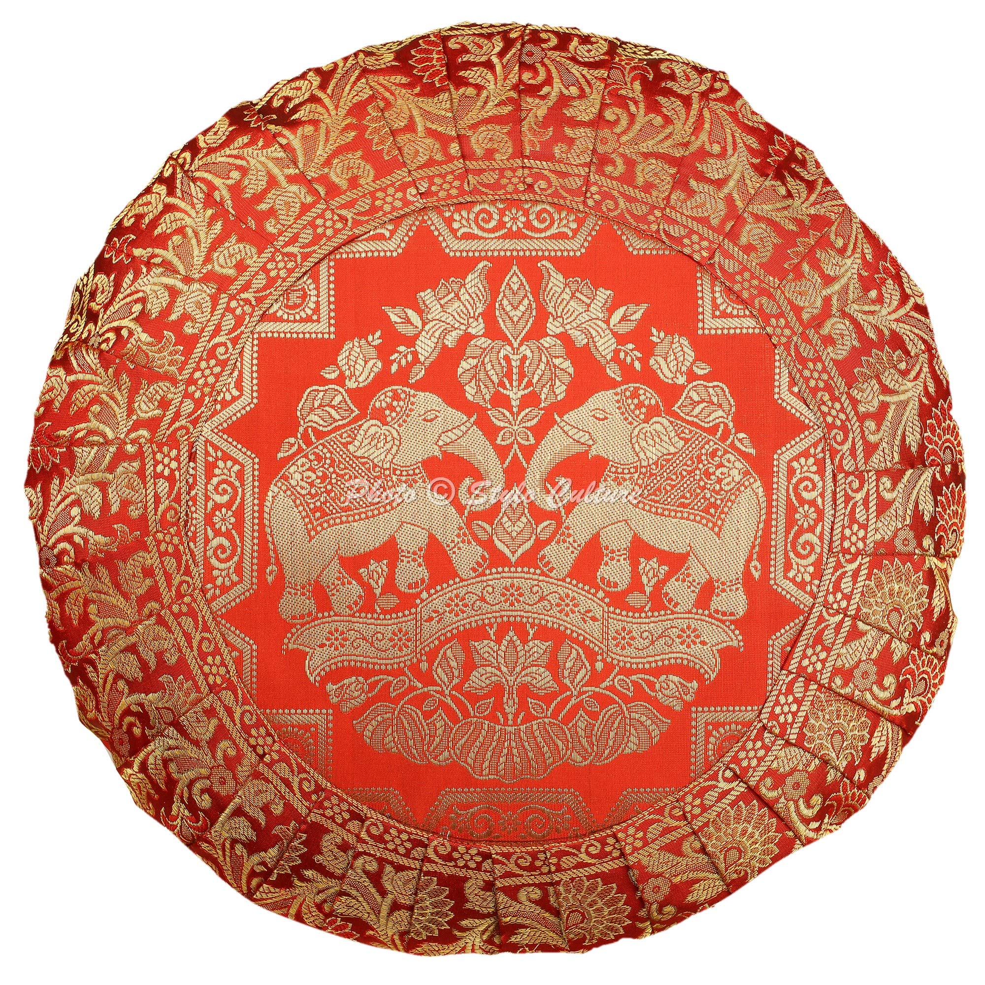 Bohemien Dekorativ Brokat Seide Couch Kissenbezüge 43x43 cm Mehrfarbig Dekokissen Jacquard-Plissee-Bordüre Schlafzimmer Sofa Kissen Bezüge Elefant Runden Kissenhullen - 8 STK.