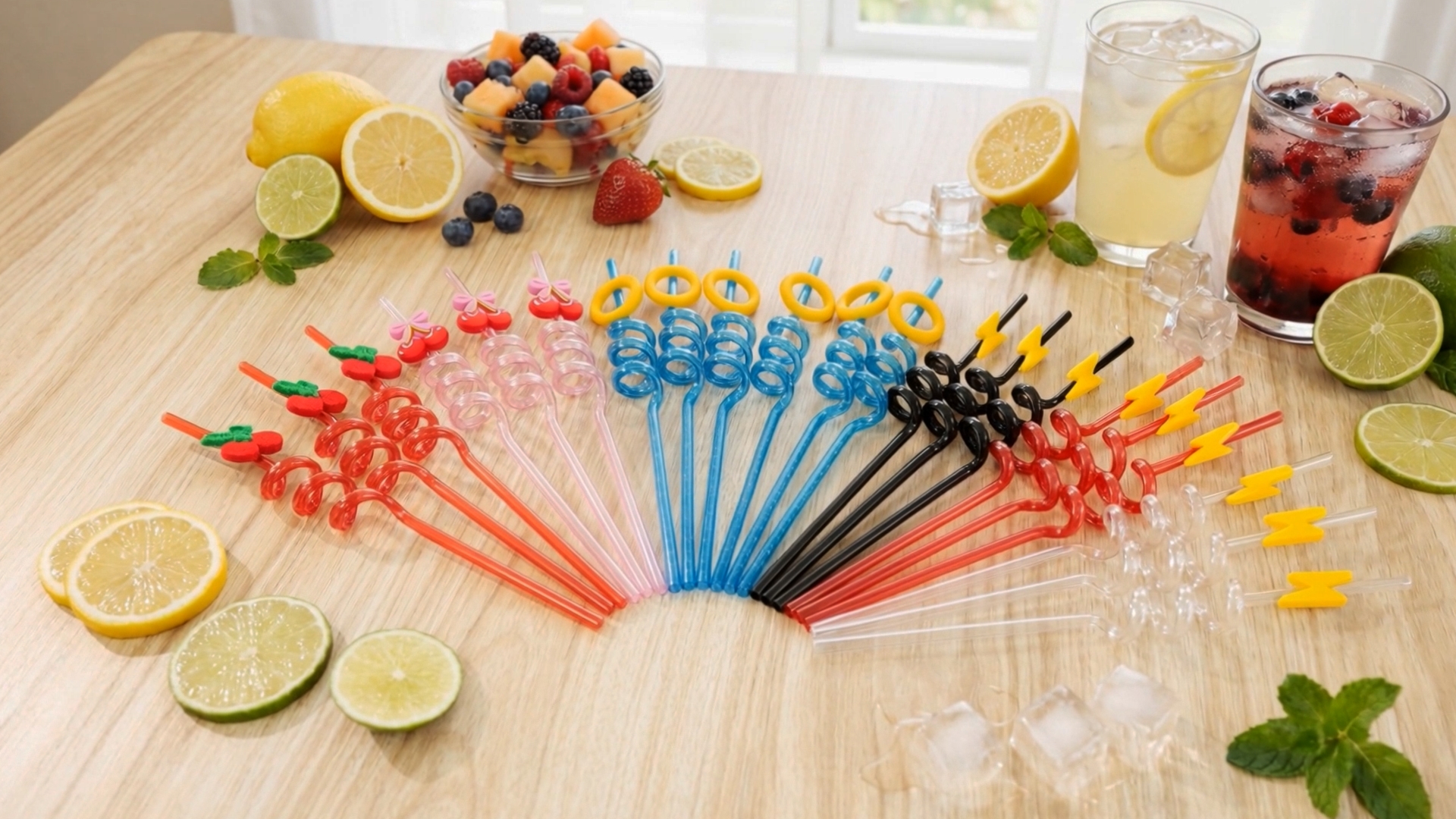 Pitillos decorativos temáticos banana 24 piezas miniatura 7