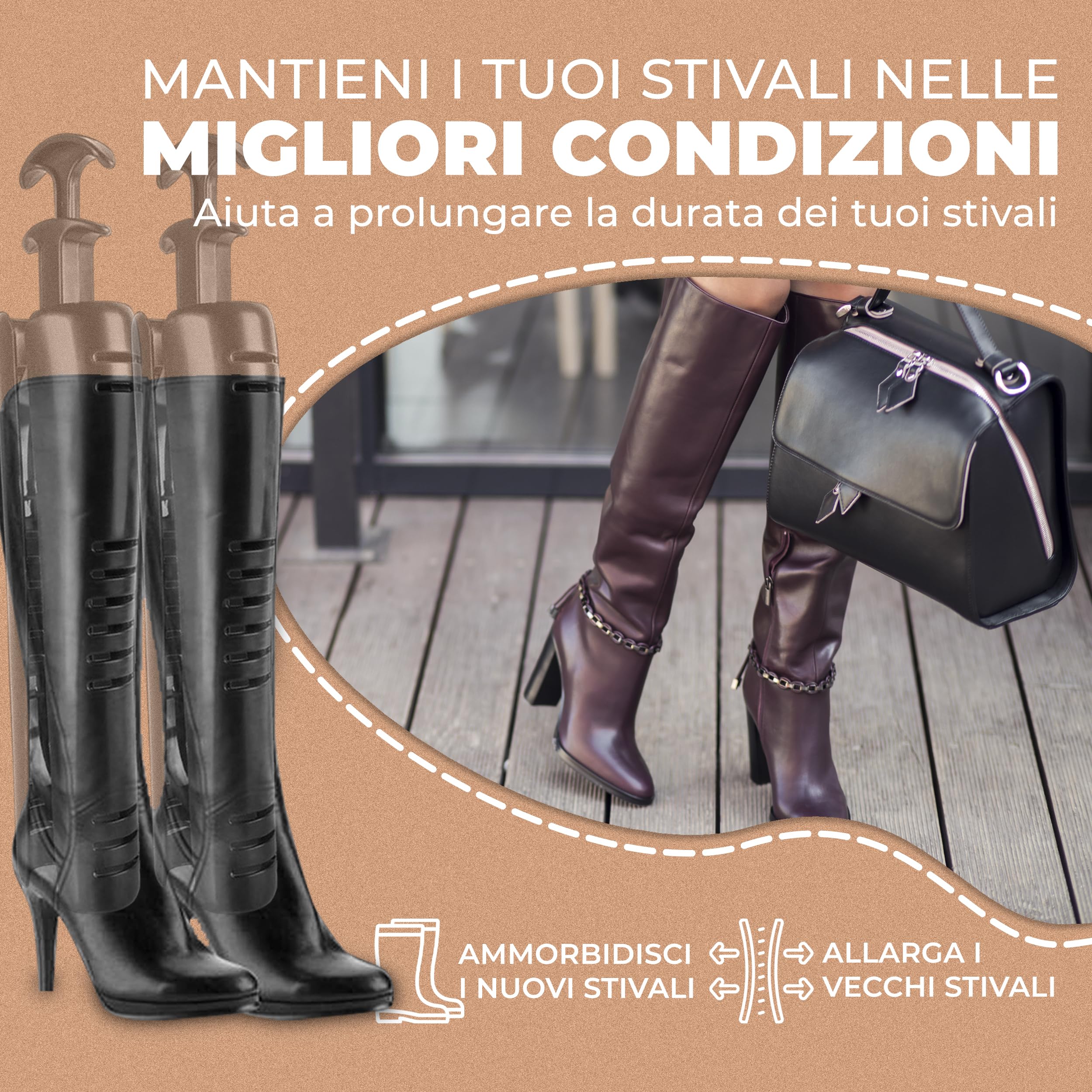 2 Pcs Boot Holders for Knee High Boots | Extra Long Automatic Black Boot Tree | Boot Shapers Knee High | Boot Inserts To Keep Shape for Lady Women Men Shoes (1 pair, 12.5")