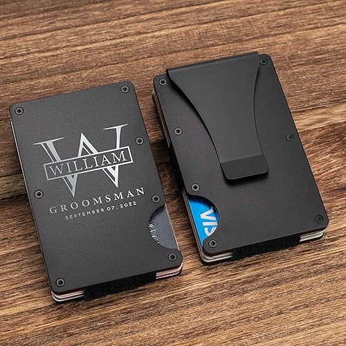 Miniatura 6 de Amazing Items Regalos de padrinos de boda, cartera personalizada para hombres, 5 diseños, cartera de padrinos de boda, Diseño 3, Diseño 3