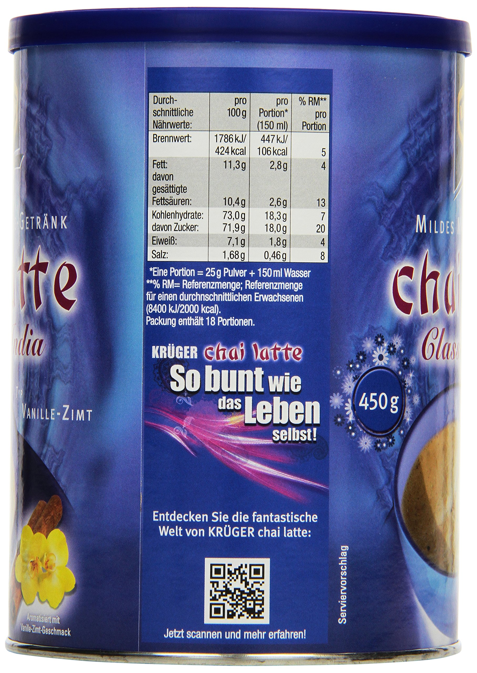 KRÜGER Chai Latte Classic India Typ Vanille Zimt, 6er Pack (6 x 450g)