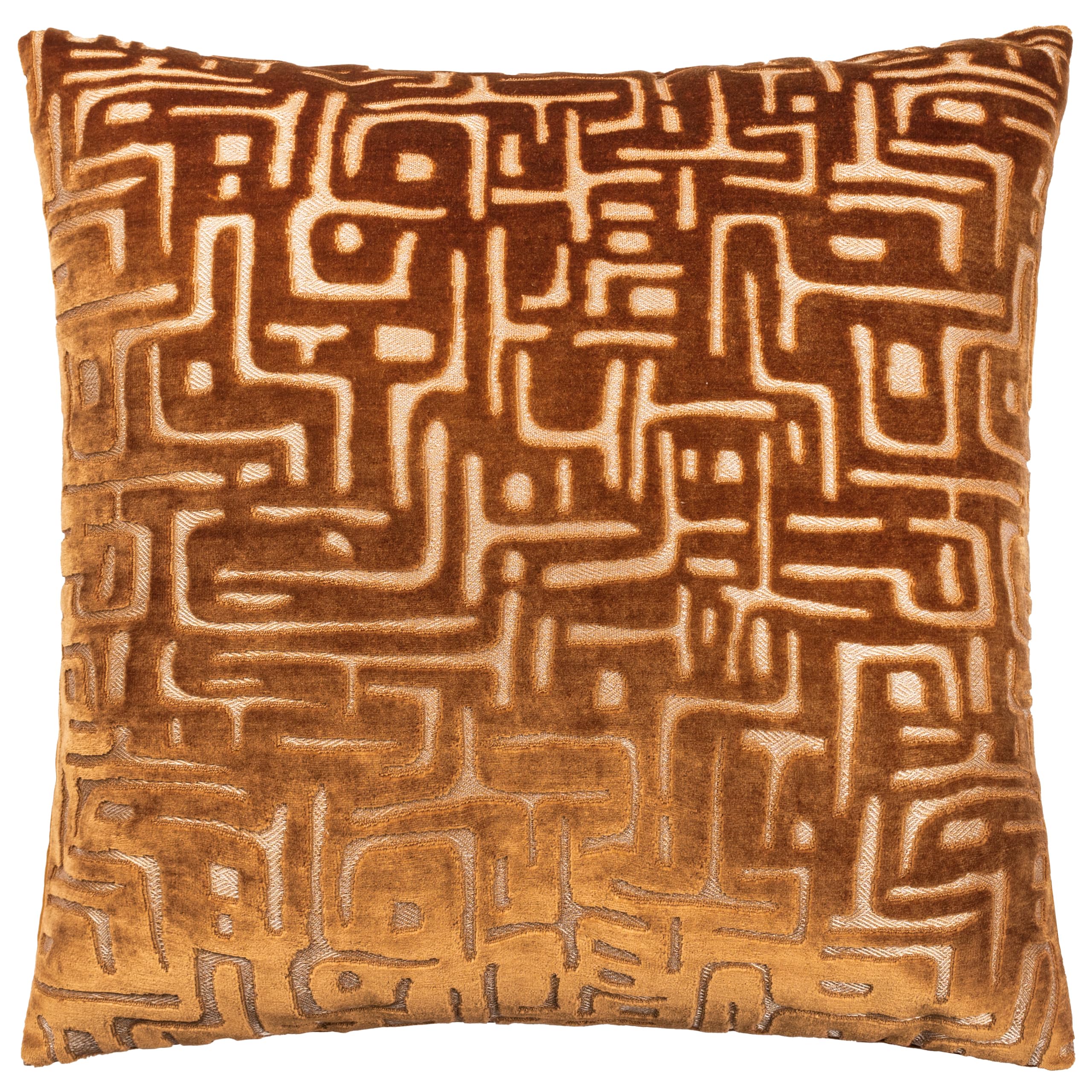 furn. Hoem Soren Cushion Cover – Cut Velvet Abstract Geometric Textured Decorative Case (Copper – 45x45cm)
