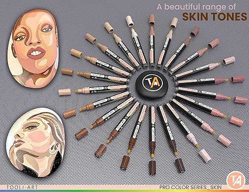 Miniatura 3 de TOOLI-ART Juego de 22 rotuladores de pintura acrílica, serie Pro Color, punta media de 0.118 pulgadas para pintura de roca, vidrio, tazas, madera,